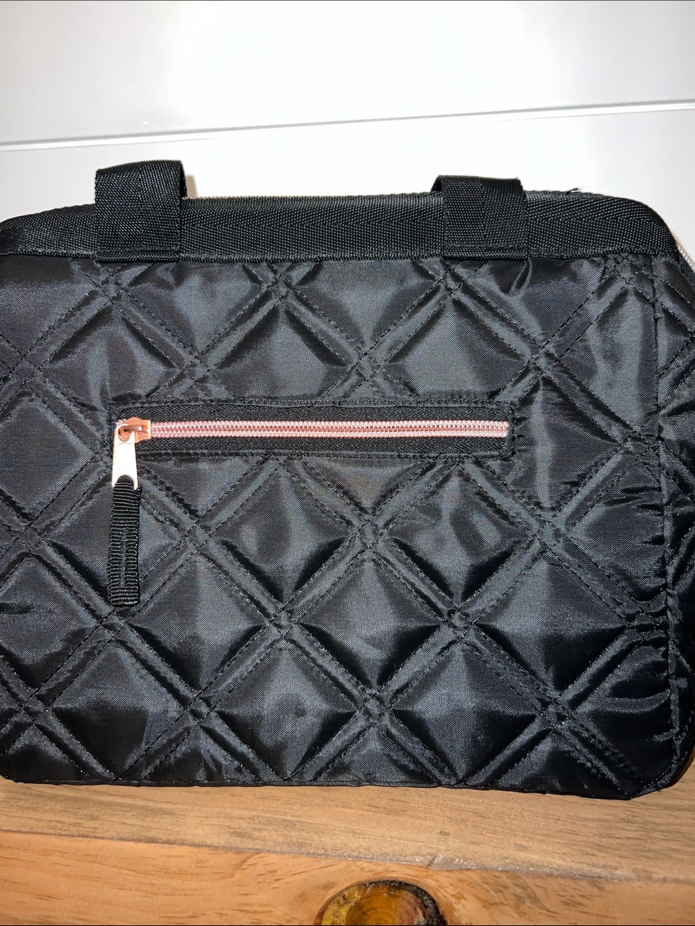 Black Quilted Lunch/Tote Bag with Rose Gold Accent - Picture 11 of 11